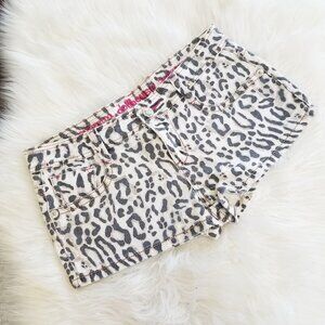 Dollhouse Leopard Print Denim Short Shorts Zipper Pockets Mini Sexy Animal Sz 11